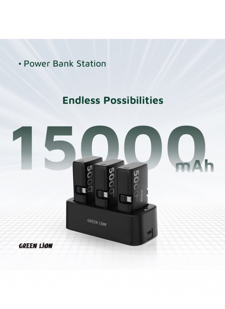 Green Lion 3 In 1 Power Bank Station #GN3IN1PB5KBK