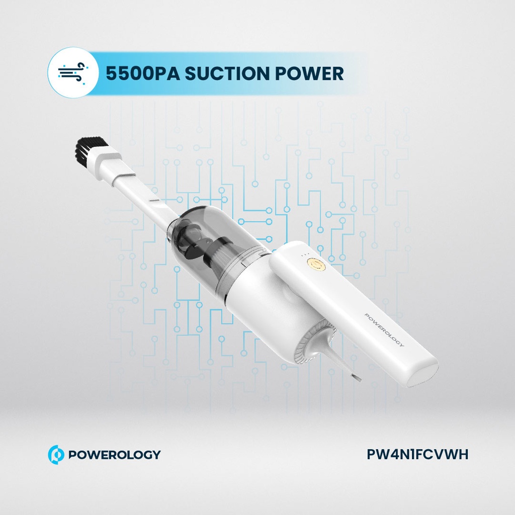 Powerology 4in1 180° Foldable Car Vaccum Cleaner #PW4N1FCVWH