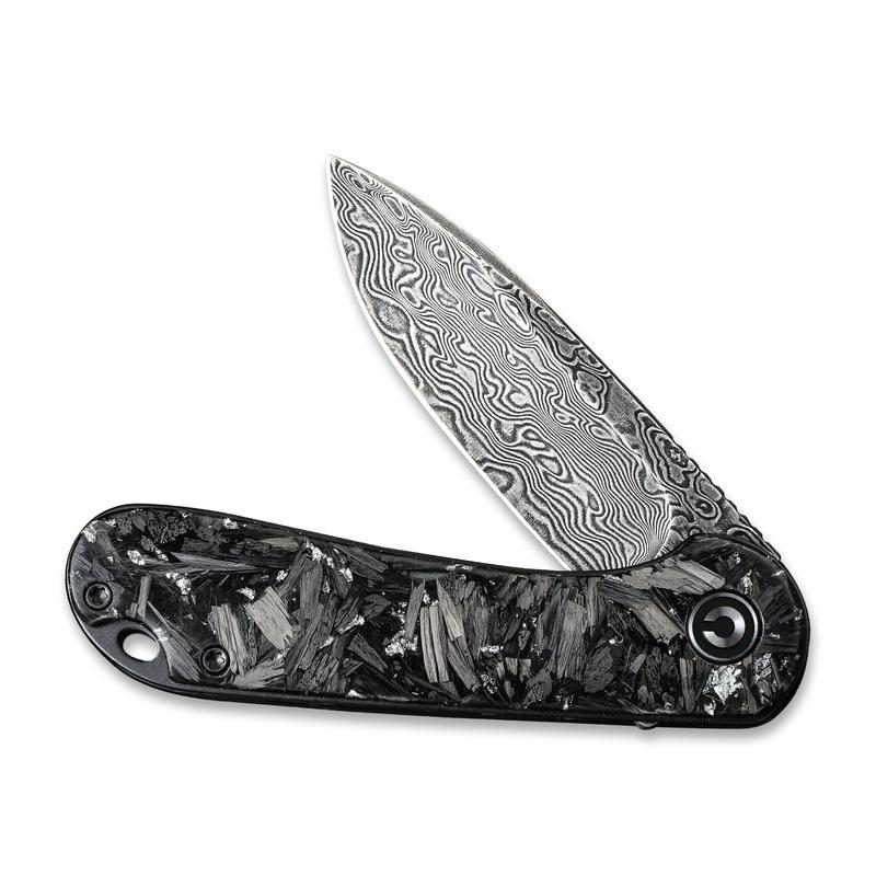CIVIVI Elementum Shredded CF and Silver Damascus #C907C-DS2