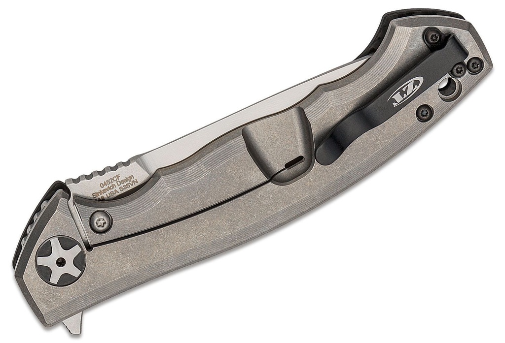 ZT Folding Knife S35VN Black Blade, CF and Titanium Handles #0450CF