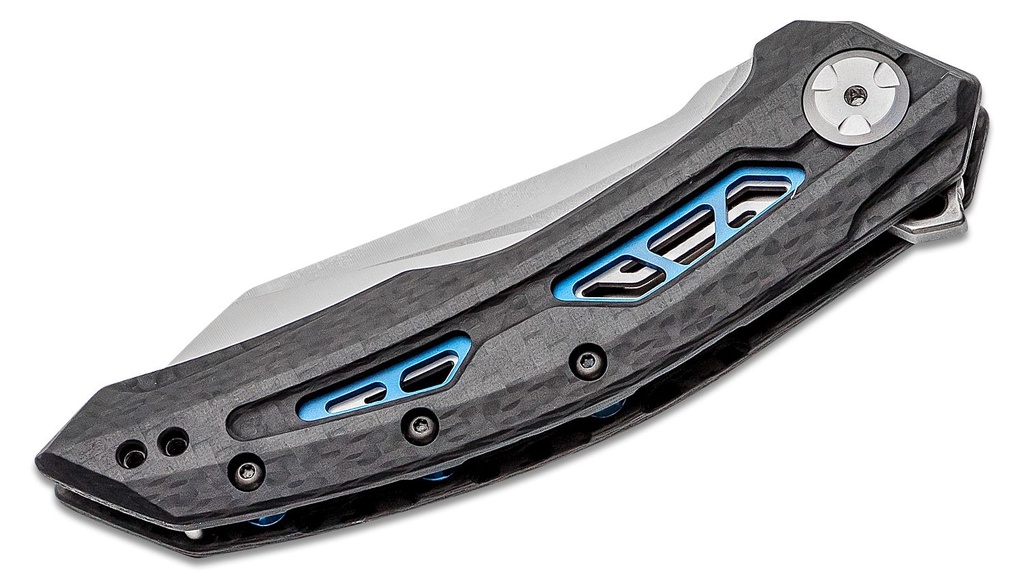 ZT Tuned Detent System Flipper KnifeCPM-20CV Modified Sheepsfoot Blade, CF Handles #0762