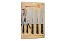 Samura HARAKIRI Set of 5 kitchen knives WITH BLACK HANDLES: Paring, Utility, Nakiri, Santoku, Chef's knife.