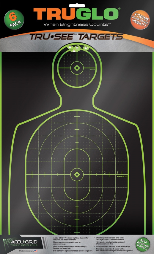 TRUGLO Tru-See Handgun Target 6pk #TG13A6