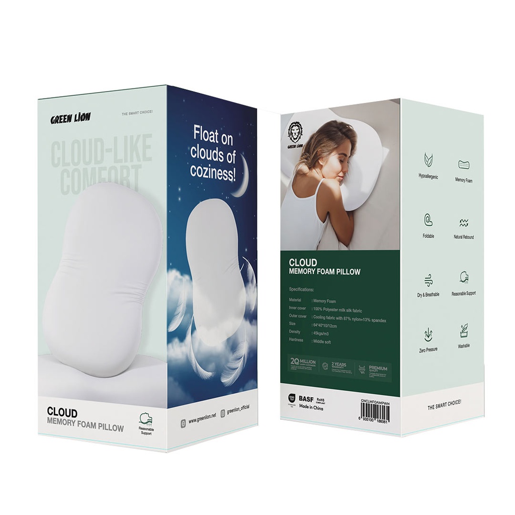 Green lion Cloud memory foam  pillow White